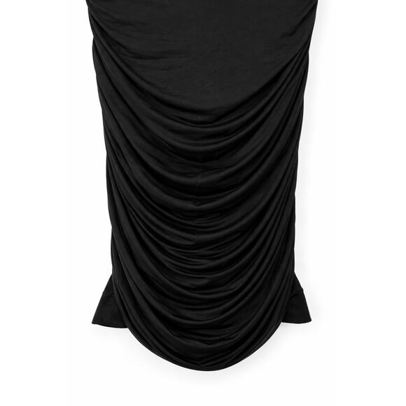 Rachel Zoe Black Ruched Midi Dress Batwing Dolman Sleeves Size 0 - Picture 5 of 7